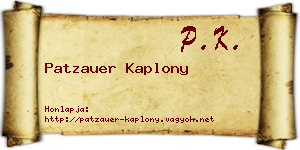 Patzauer Kaplony névjegykártya